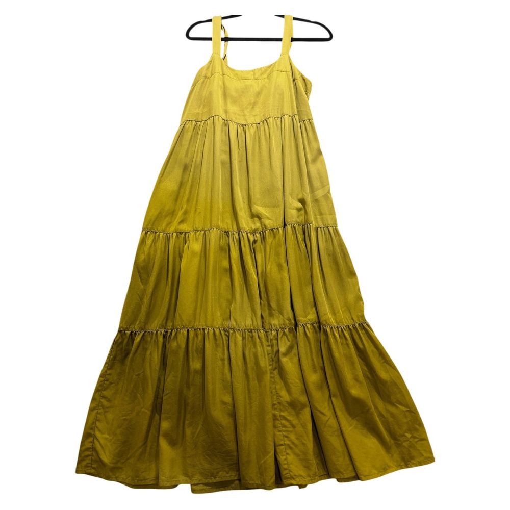 The Drop Womens M Olive Green Tiered Midi Dress Boho Casual